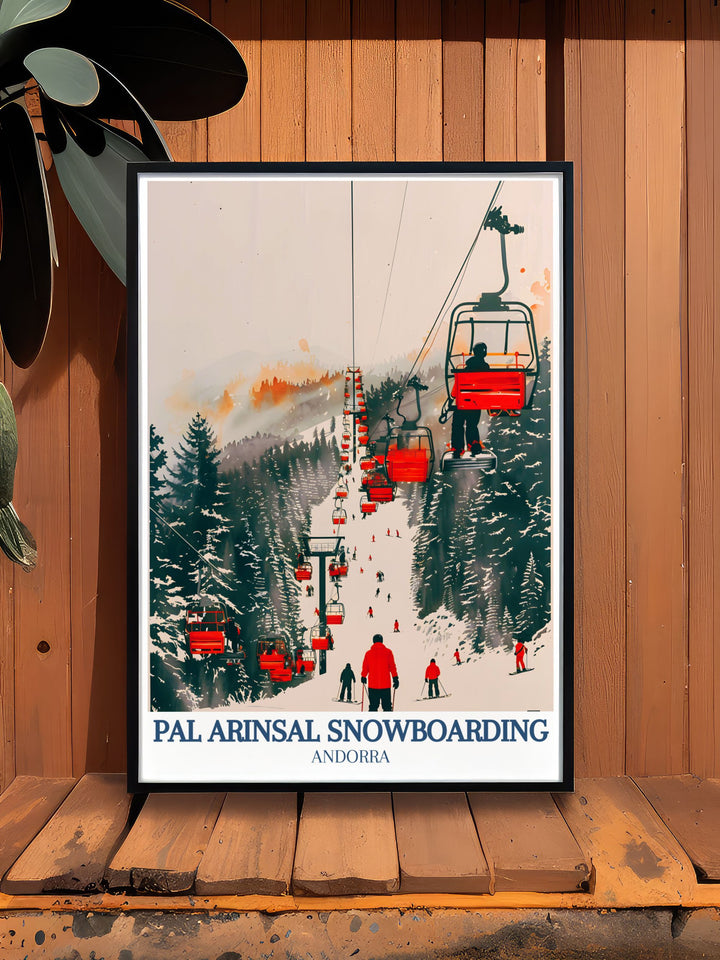 Andorra Travel Print featuring the iconic Grandvalira and Vallnord ski area Port Vell modern prints perfect for transforming your home decor with stunning living room artwork and adding a sense of adventure to your space