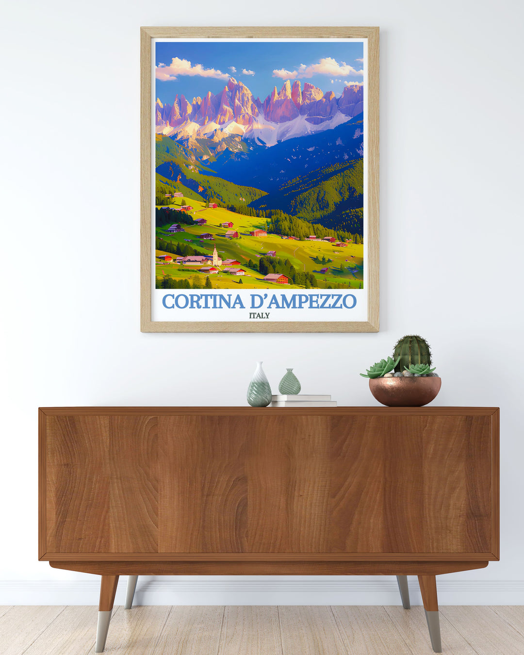 Capture the spirit of adventure with our Cortina dAmpezzo and Dolomite Mountains travel posters. From skiing and hiking to exploring historic sites, these prints showcase the diverse attractions of this beautiful Italian region, making them ideal for travel enthusiasts.