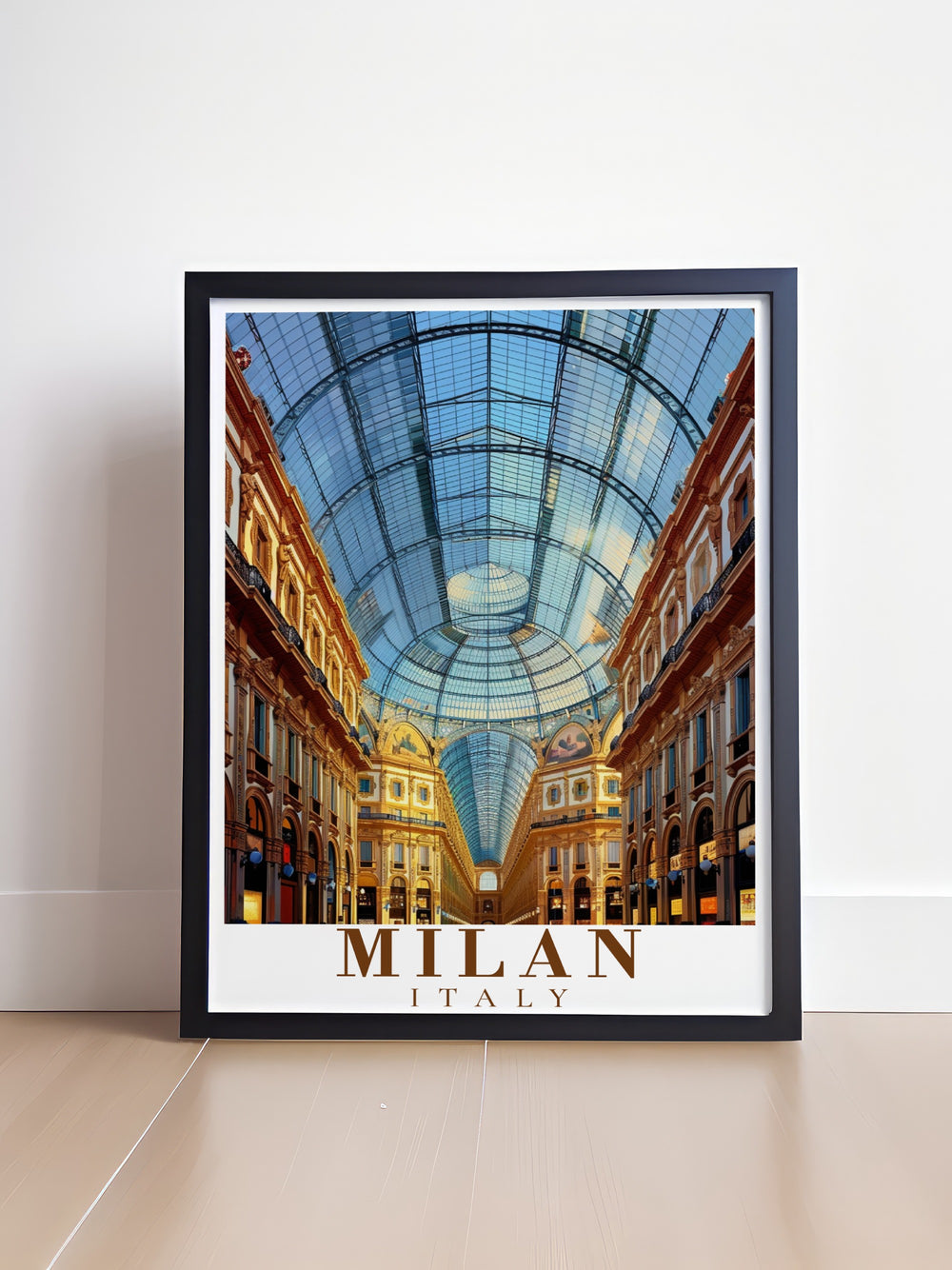 Galleria Vittorio Emanuele Wall Art captures the magnificence of Milans renowned shopping arcade, with its impressive design and cultural significance. Perfect for those with a love for Italys architecture, this framed art is a timeless addition to any home.