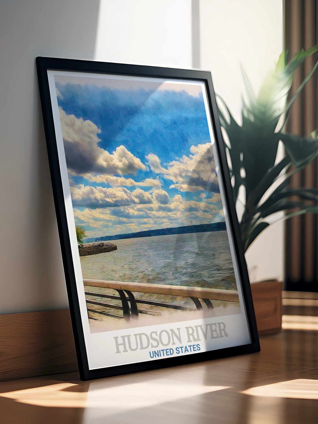 Bring the tranquil beauty of the Hudson River Waterfront Walkway into your home with this vibrant New York canvas art. The detailed design and rich color palette make this travel poster a unique addition to your art collection.