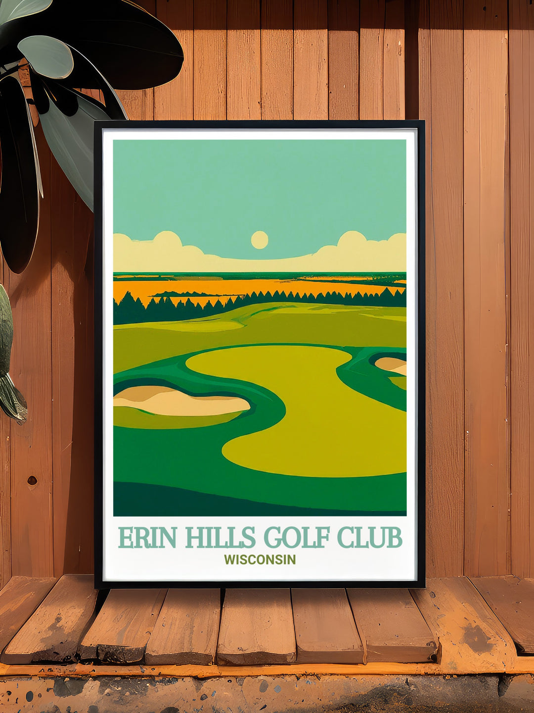 Celebrate your love for golf with this Erin Hills Golf Club poster, featuring the courses picturesque scenery and challenging design. The artwork is perfect for adding a sophisticated touch to your home or office, making it a favorite among golf aficionados.