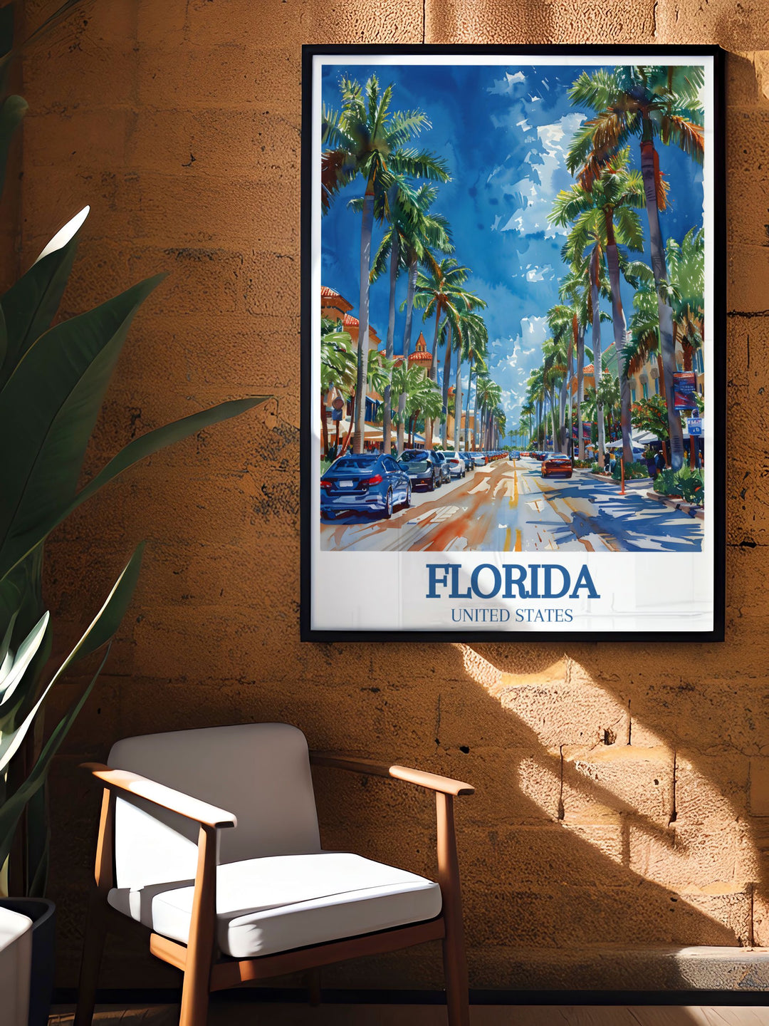 This print captures the lively boardwalk and serene ocean views of Miami Beach, perfect for enhancing your home decor.