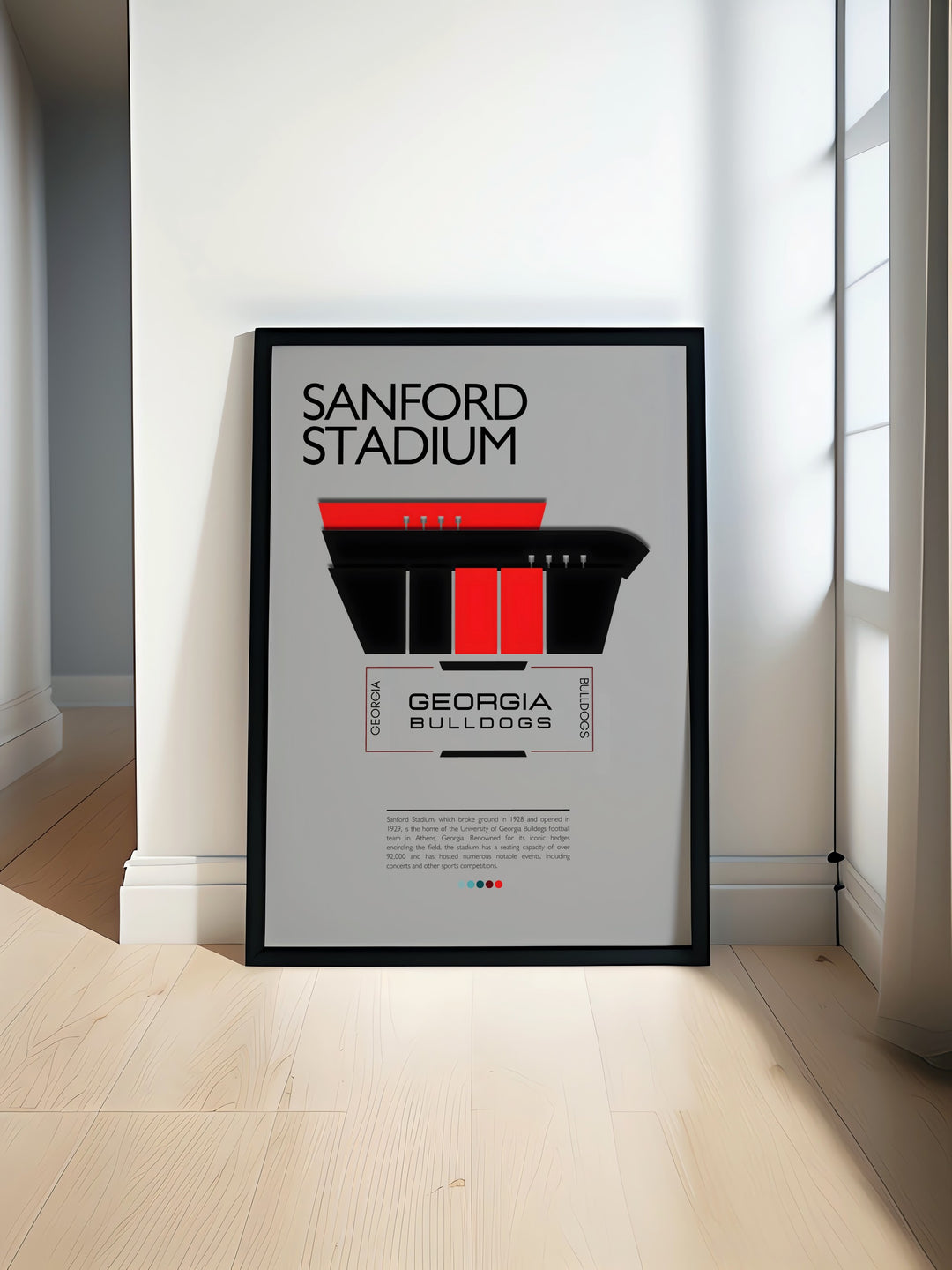 The Georgia Bulldogs art print featuring Touchdown Jesus at Sanford Stadium is an excellent addition for college football fans bringing the excitement of UGA football into any dorm room or home decor