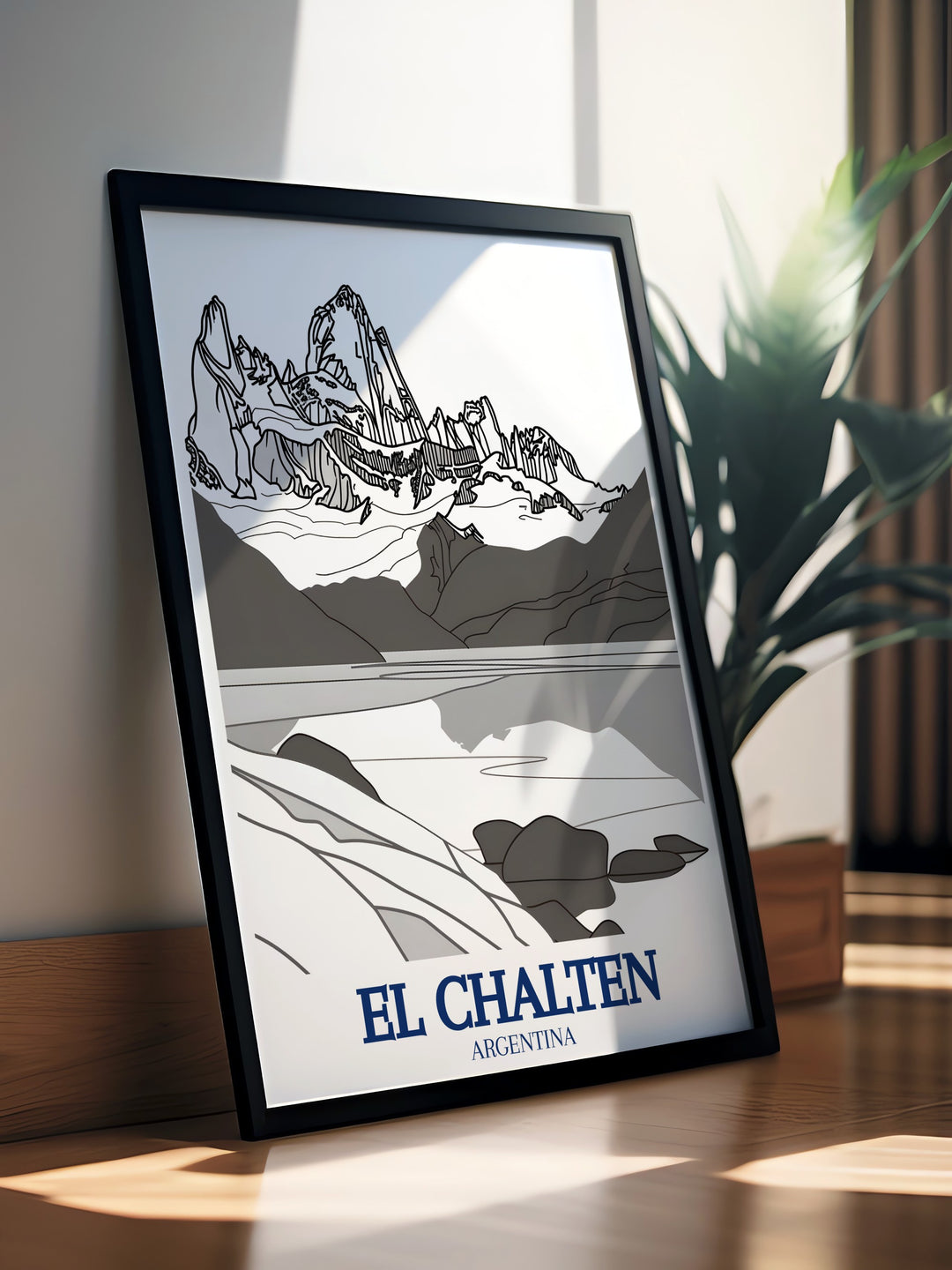 This Mount Fitz Roy Travel Print brings the rugged landscapes of Patagonia to life. A striking piece for any adventurers home, highlighting the majesty of El Chaltén and its surrounding beauty.