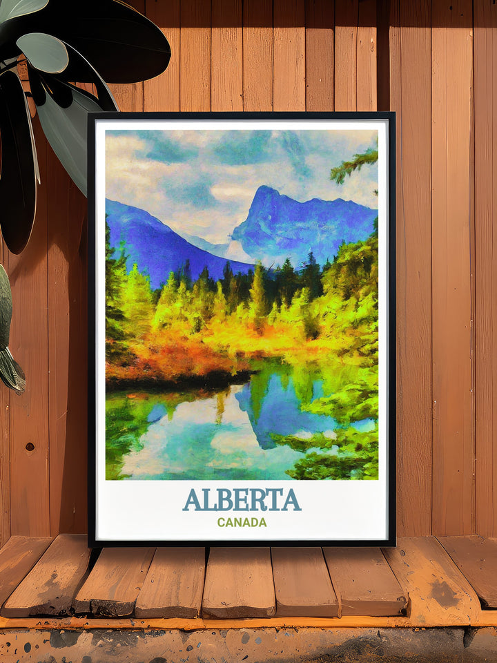 Framed print of Jasper National Park highlighting the breathtaking views of Albertas wilderness. A great gift for those who appreciate nature and outdoor adventures, this artwork captures the essence of Jaspers rugged landscapes and pristine beauty. Perfect for enhancing your home decor.