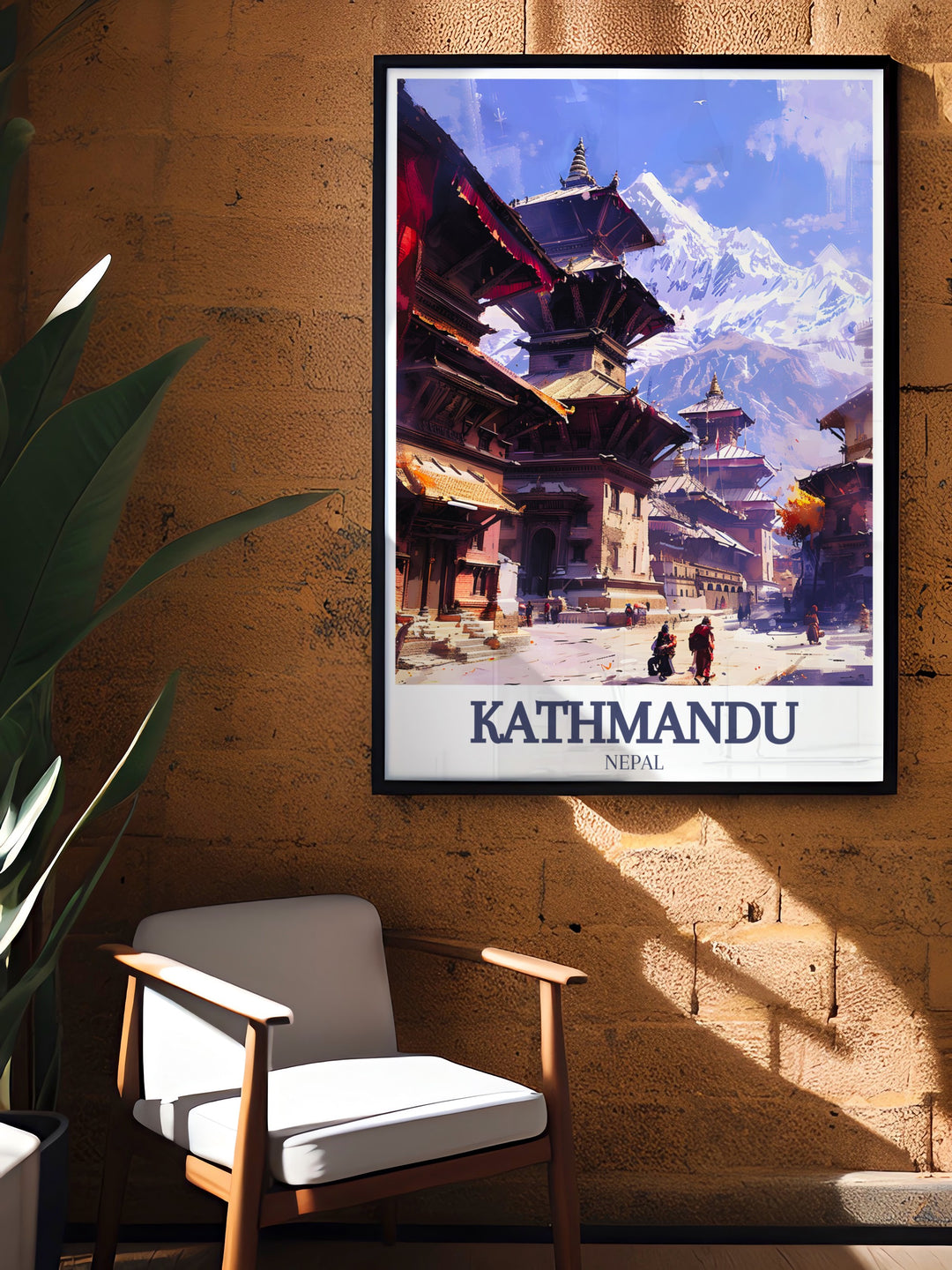 Celebrate the magic of Kathmandu with this stunning wall art, featuring Mount Everest and Durbar Square. This print is perfect for anyone who dreams of exploring Nepals breathtaking landscapes and architecture.