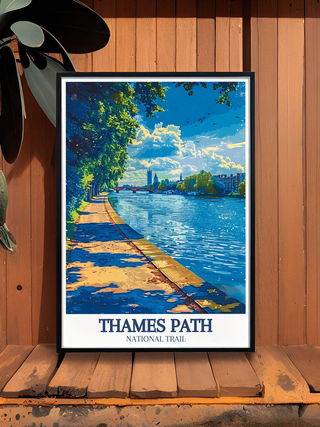 Beautifully framed print of the River Thames, Big Ben highlighting the serene river views and historic architecture of Richmond London an ideal addition to any art collection and home decor