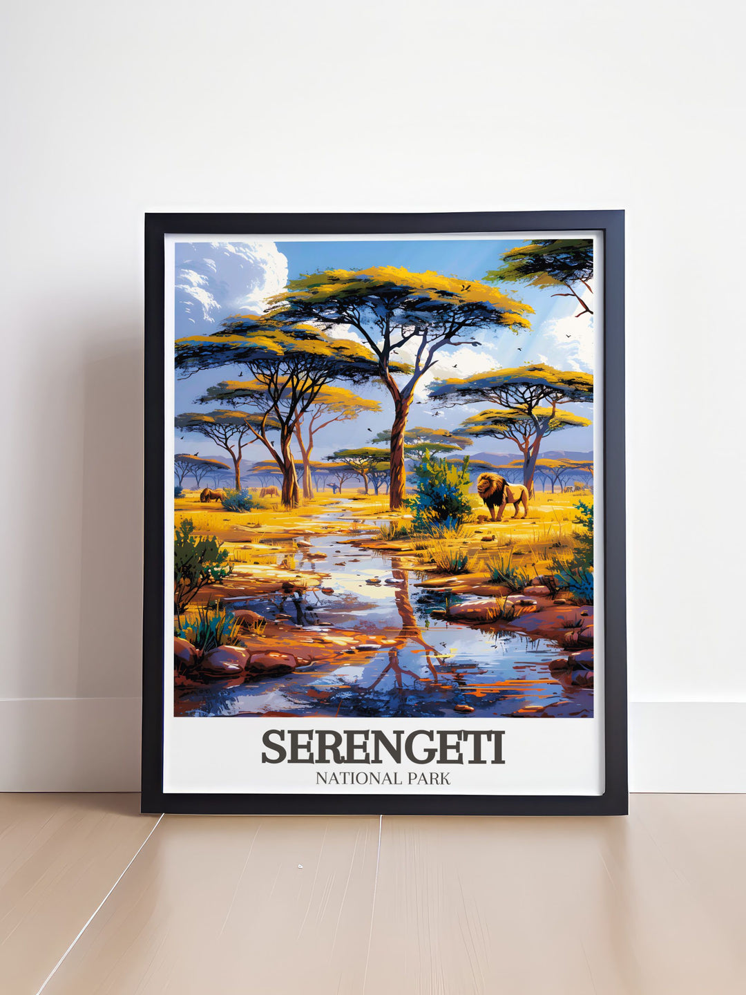 National park poster of Acacia tree Wildlife savanna in Serengeti Tanzania a timeless piece for any nature themed decor
