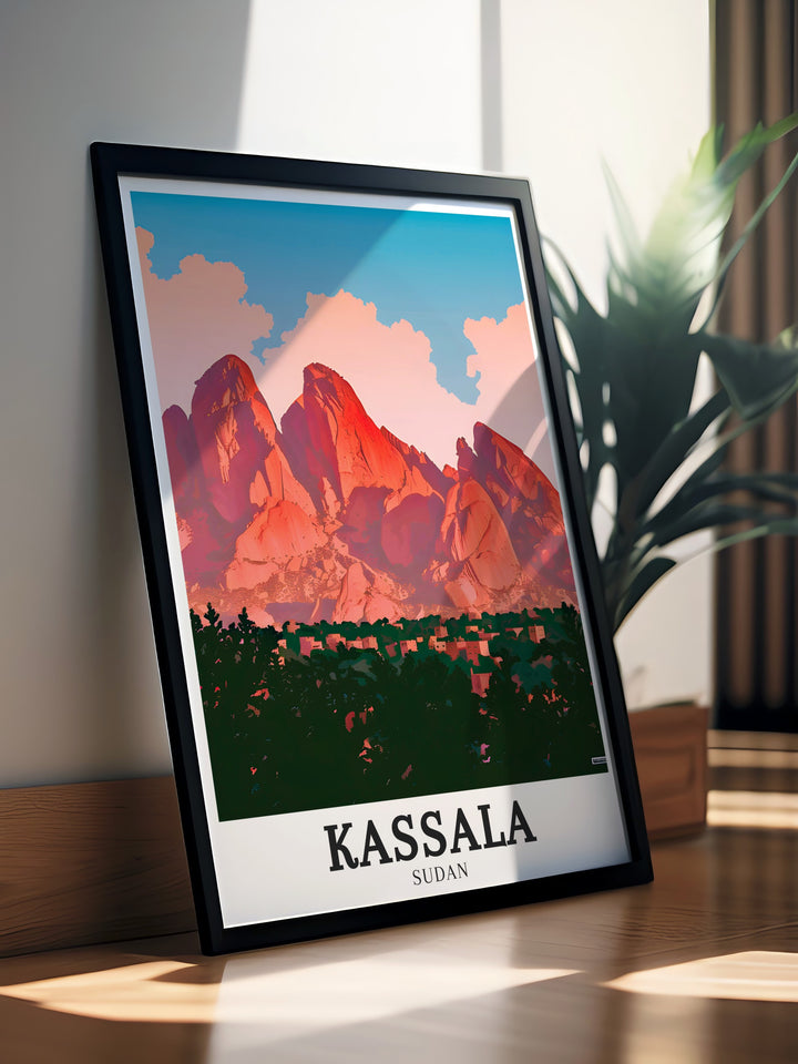 Kassala town and Taka Mountains photo print featuring detailed imagery and vibrant colors ideal for modern decor and enhancing the aesthetic appeal of any living space.