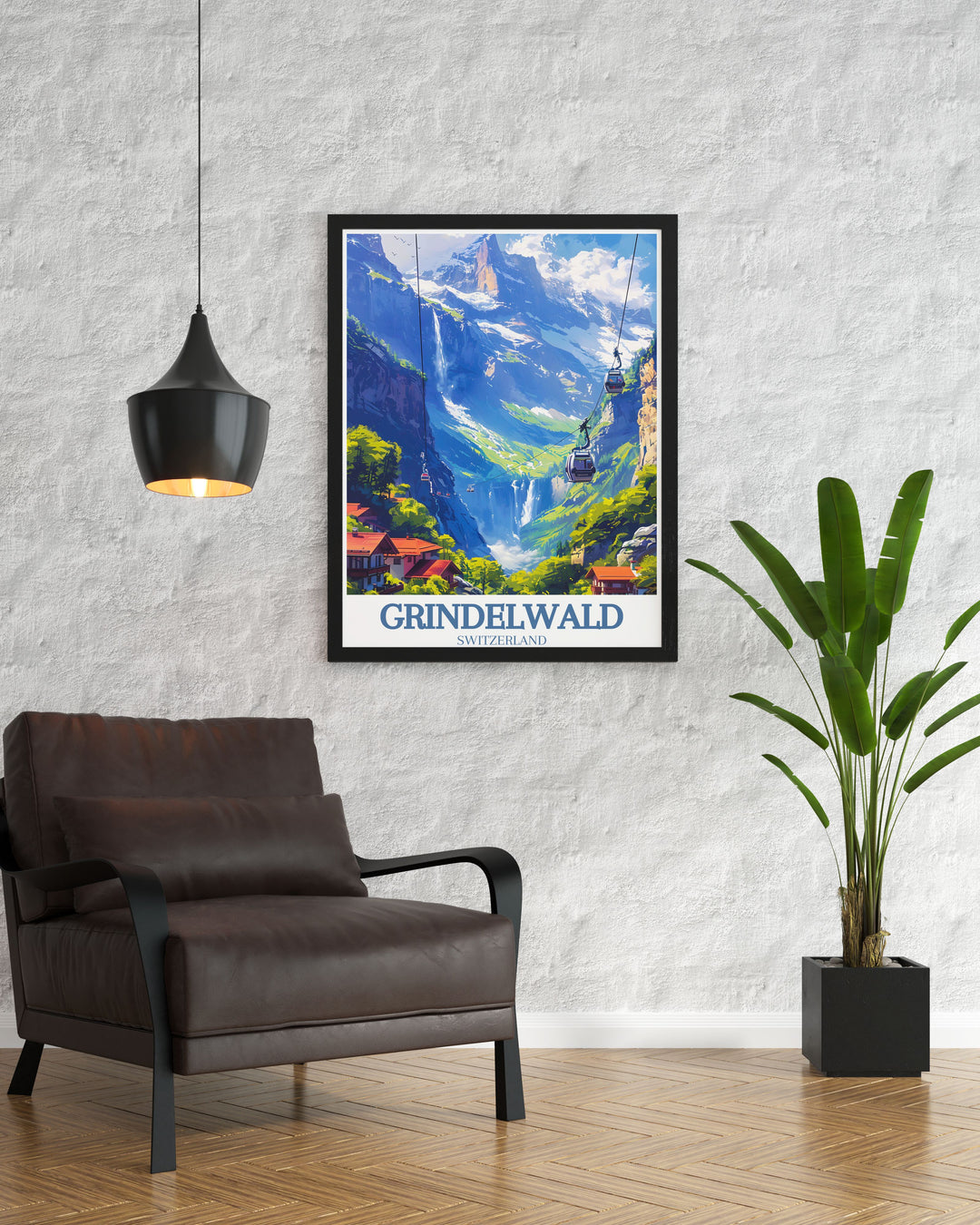 A captivating travel poster of Eiger mountain Grindelwald First featuring the breathtaking views of the Swiss Alps. This Grindelwald First poster is a perfect addition to any decor with its vibrant colors and detailed illustration.