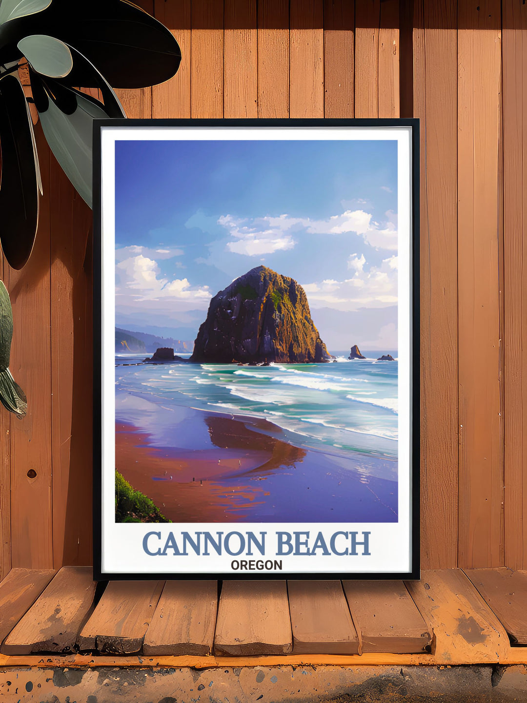Elegant Haystack Rock map art print featuring detailed street maps of Cannon Beach making it a unique addition to any wall art collection and a perfect gift for travel enthusiasts