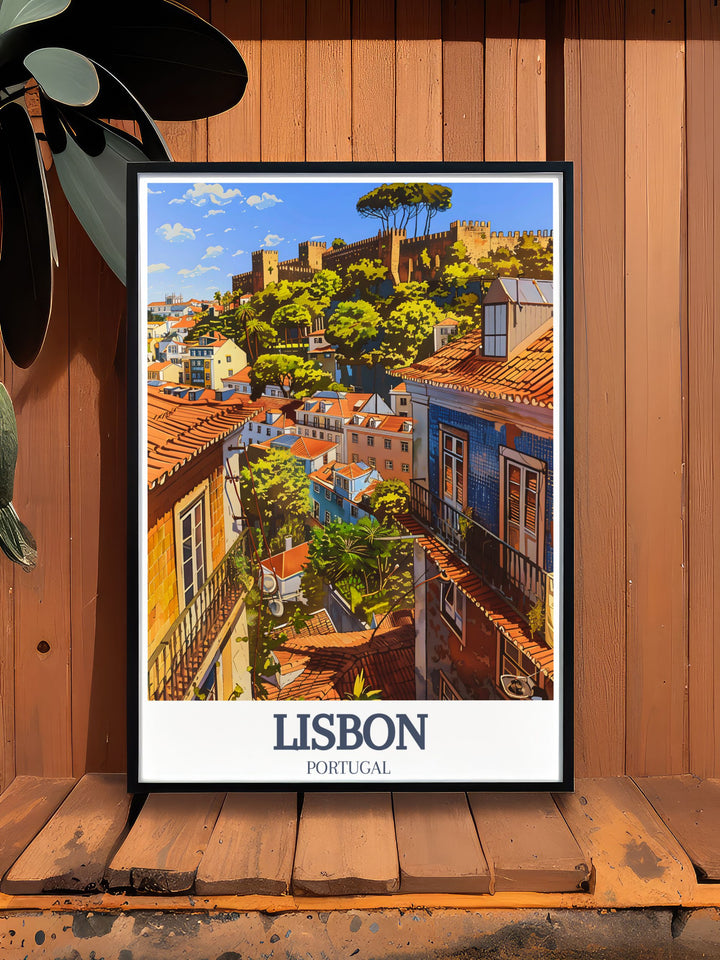 Alfama District and Sao Jorge Castle Framed Prints are the perfect way to add a touch of Lisbon to your home. These elegant Portugal Art Decor pieces bring a modern and stylish look to any space.