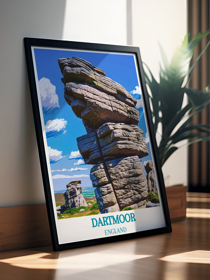 Gallery wall art illustrating the stunning views from the tors of Dartmoor, capturing the essence of Englands national park and its rugged beauty.