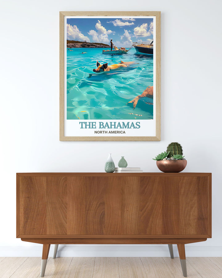 Exuma Cays modern decor transforms your living space into a Caribbean retreat showcasing breathtaking views of white sandy beaches and turquoise waters perfect as a gift for travelers or those who love anniversary gifts with a tropical flair