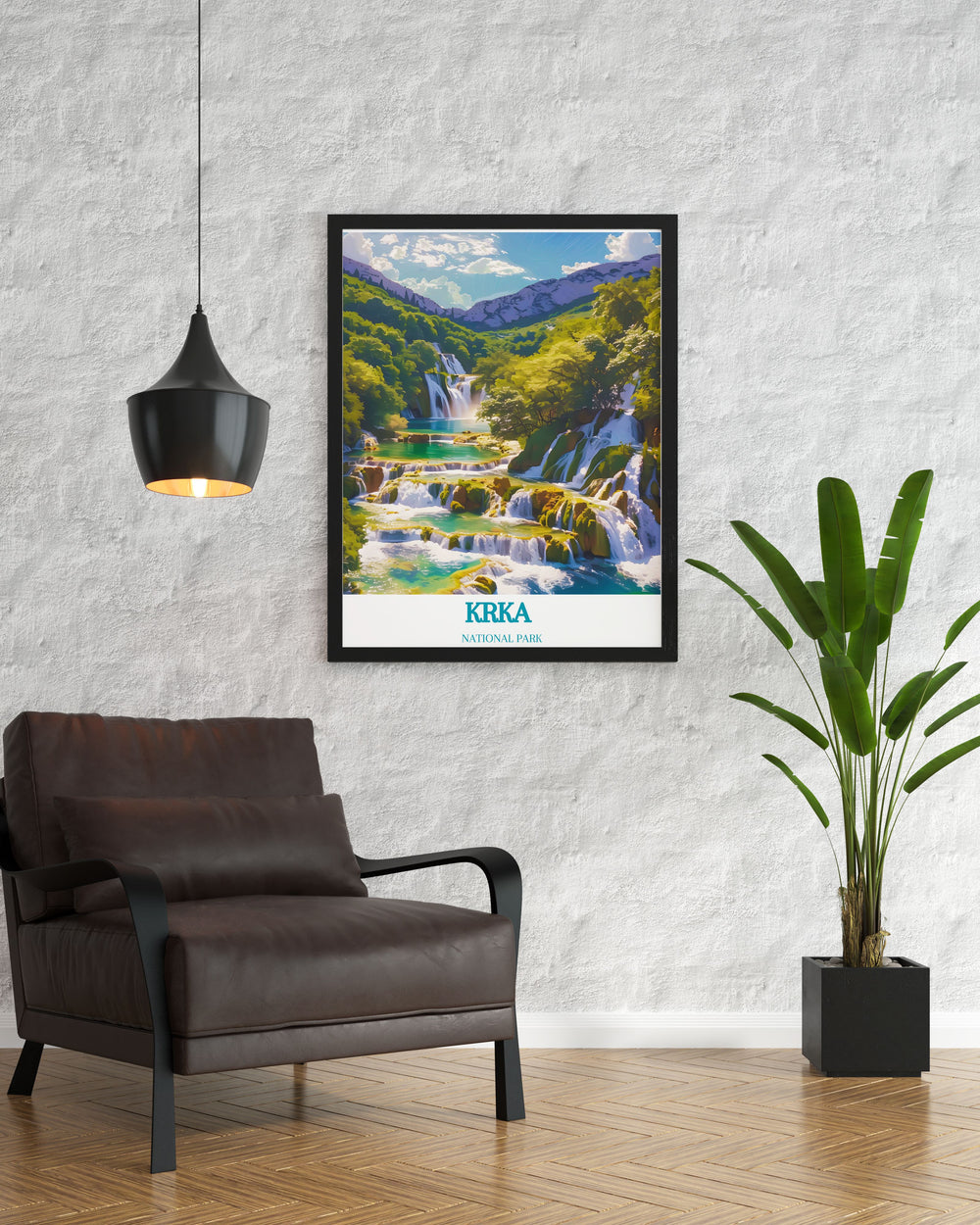 Elegant framed print of Skradinski Buk Waterfalls featuring the stunning scenery of Krka Park and its cascading falls