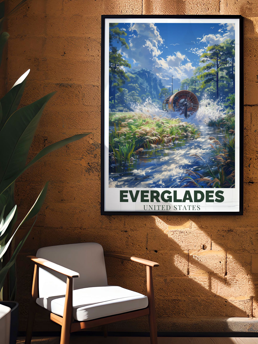 National Park Art featuring the tranquil marshes and vibrant ecosystems of the Everglades. Ideal for home decor and nature enthusiasts. This print includes the exciting Airboat ride through the 10K islands, making it a standout piece.