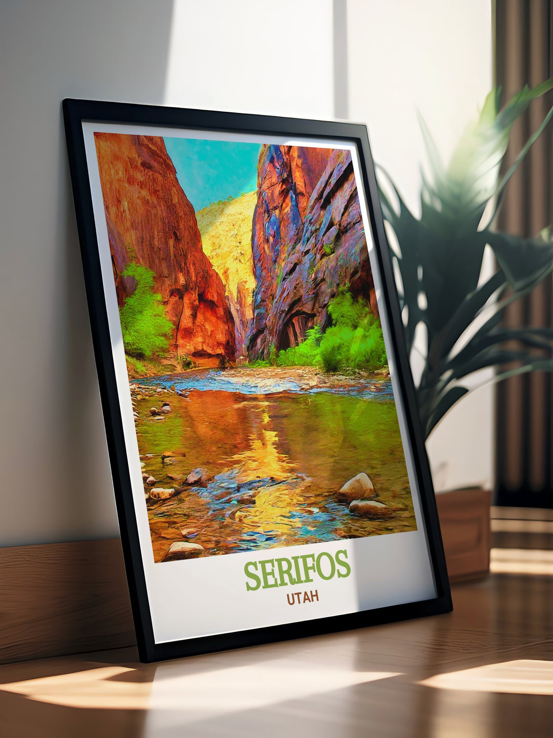 Experience the awe inspiring landscapes of Utah with this print of Springdale and The Narrows. Perfect for anyone who appreciates the rugged beauty of the American Southwest, this artwork adds warmth and depth to any room.