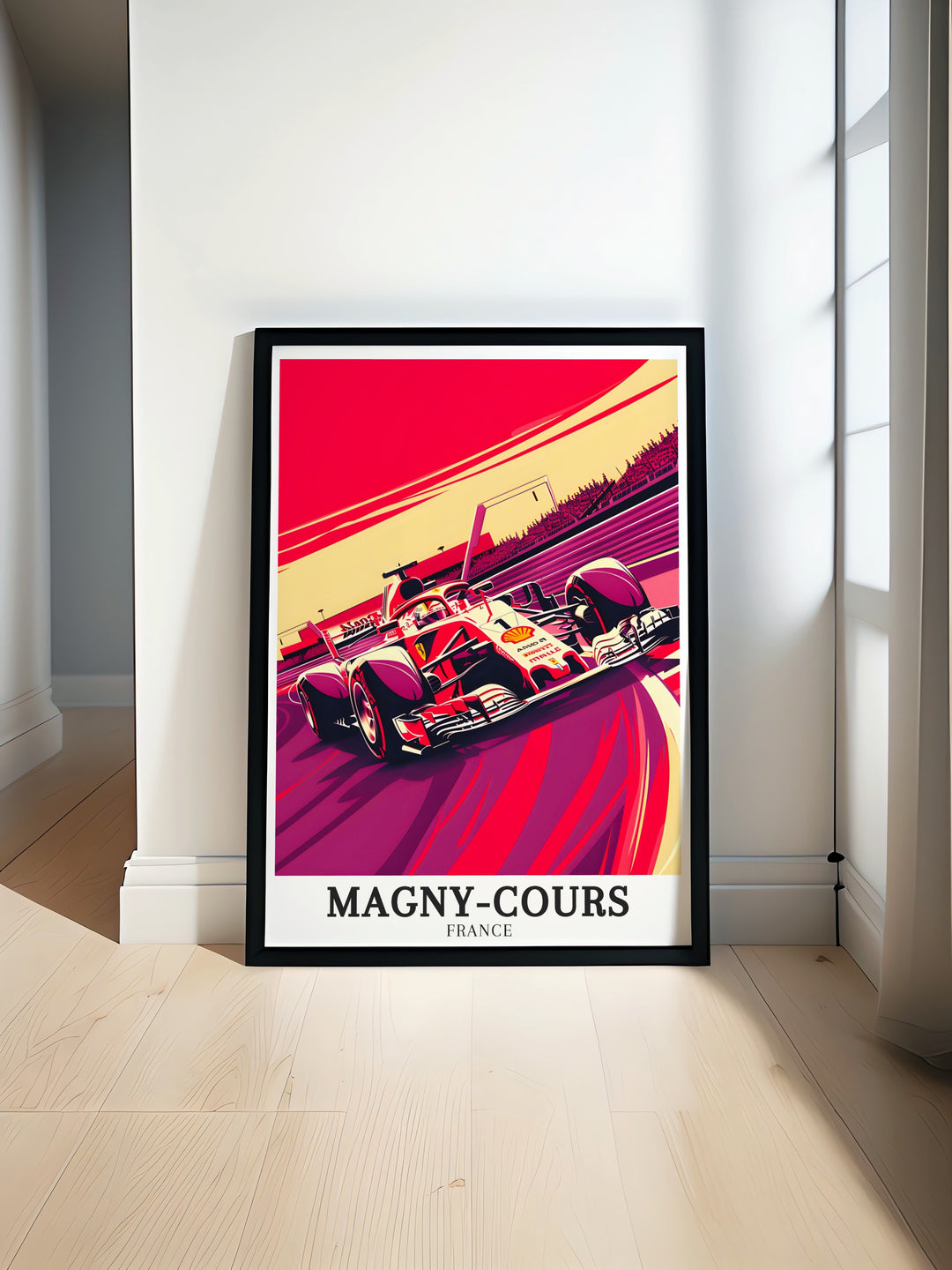 This canvas art of Magny Cours highlights the thrilling Adelaide Hairpin and Circuit de Nevers Magny Cours. Perfect for motorsport enthusiasts, the artwork offers a dynamic and detailed depiction of French racing history.