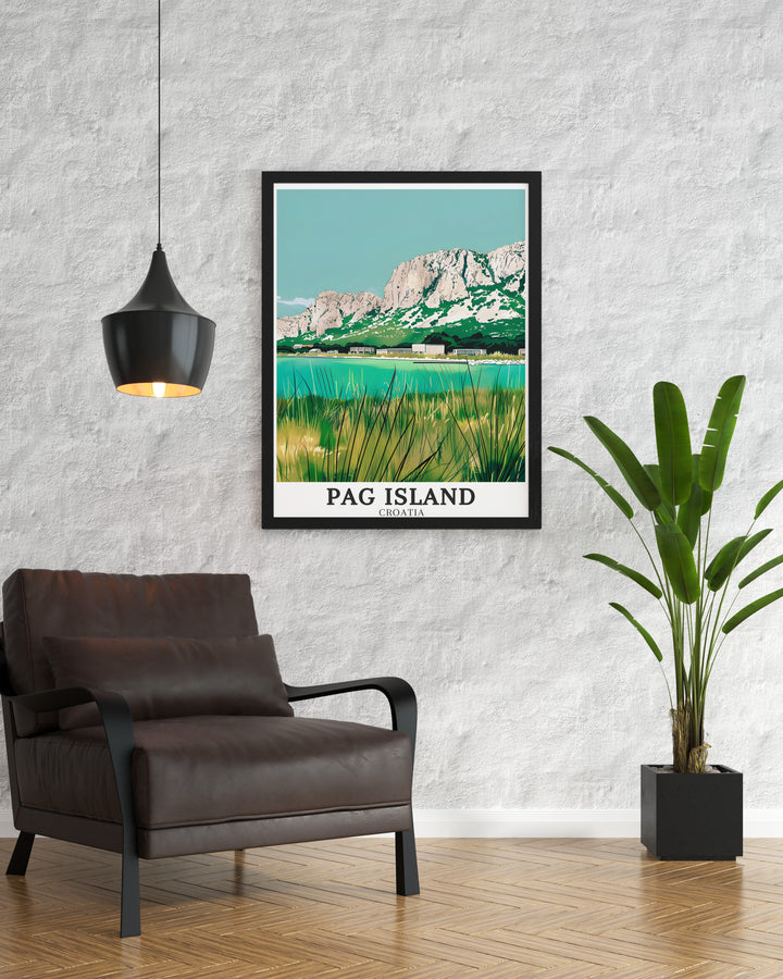 Croatia Wall Art featuring Pag Island and Northern Dalmatia Velebit Mountains stunning landscapes a beautiful addition to any home or office decor this print is perfect for those who love travel and nature bringing the essence of Croatia into your living space.