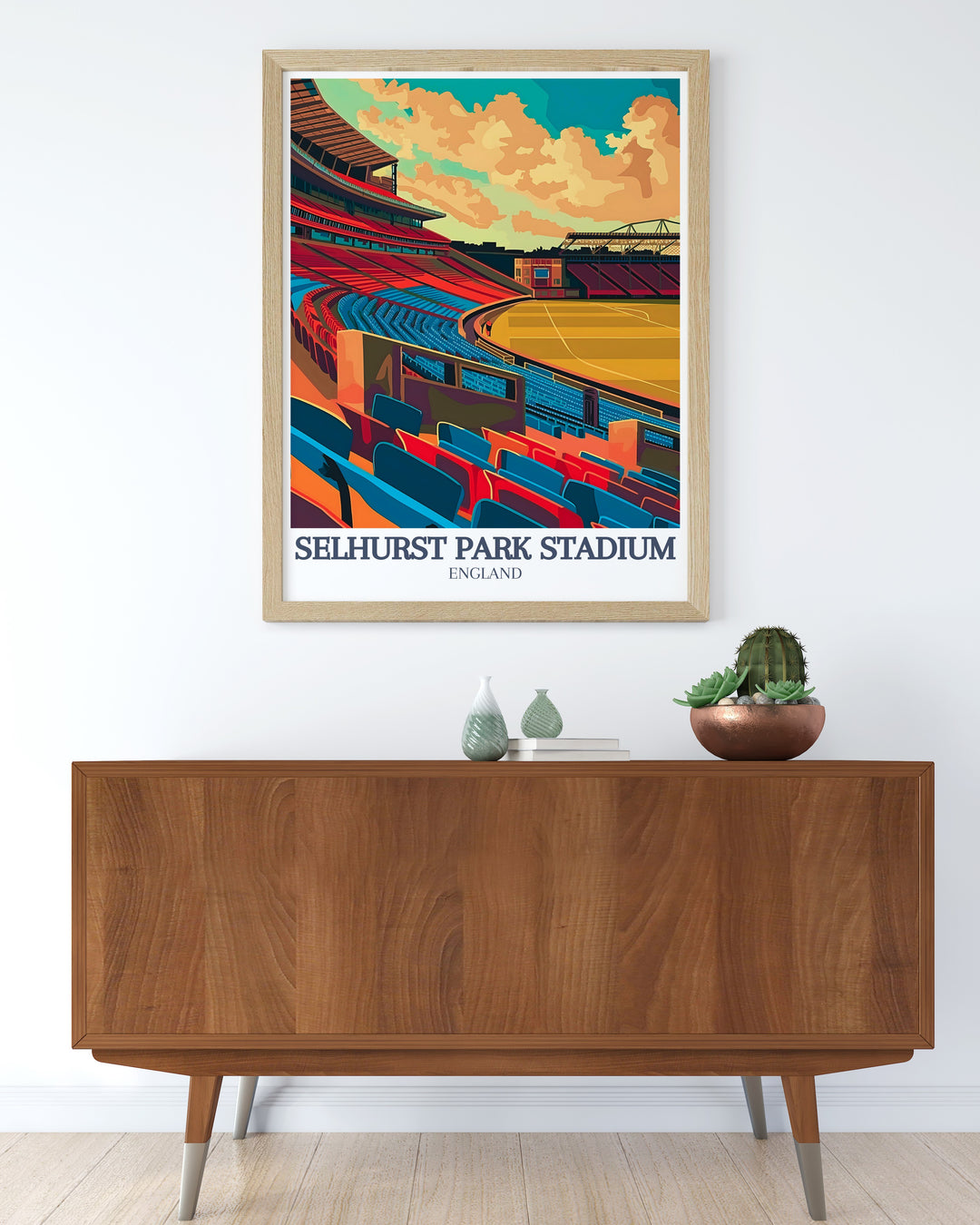 Beautiful Selhurst Park Decor with detailed representation of Holmesdale Road Stand and Arthur Wait Stand perfect for modern art lovers and sports enthusiasts