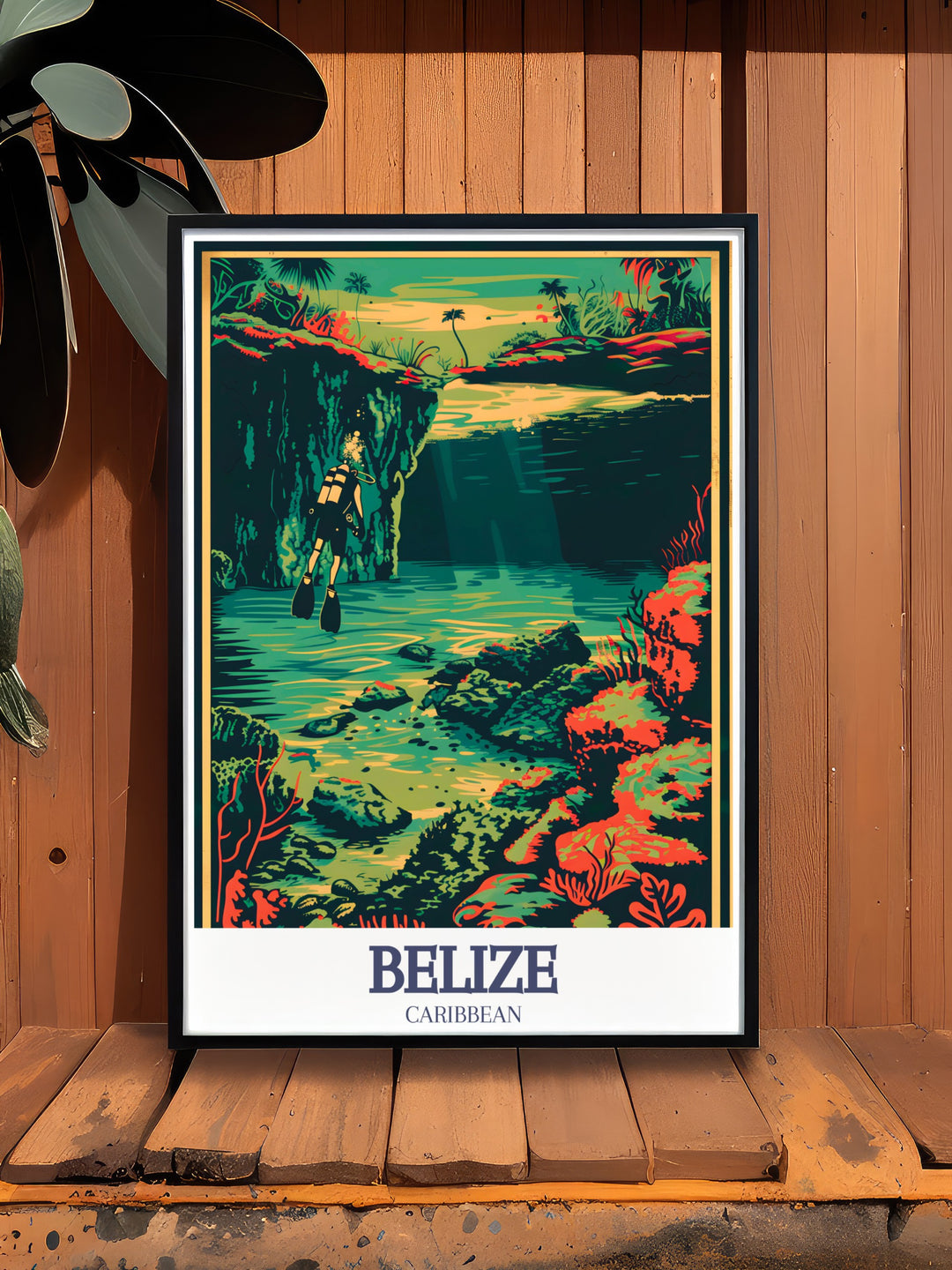 Blue Hole Belize Barrier Reef artwork showcasing the natural beauty and cultural charm of the Caribbean ideal for those who appreciate high quality art and the vibrant energy of tropical destinations