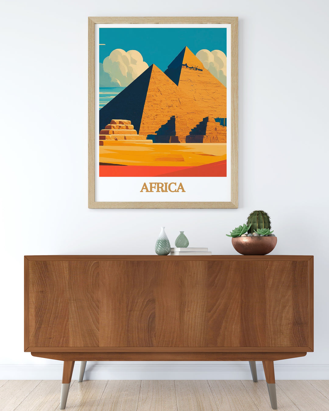 Mountain Gorilla Art print celebrating the incredible wildlife of Bwindi Forest alongside the timeless elegance of the Pyramids of Giza bringing the wonders of nature and history into your home