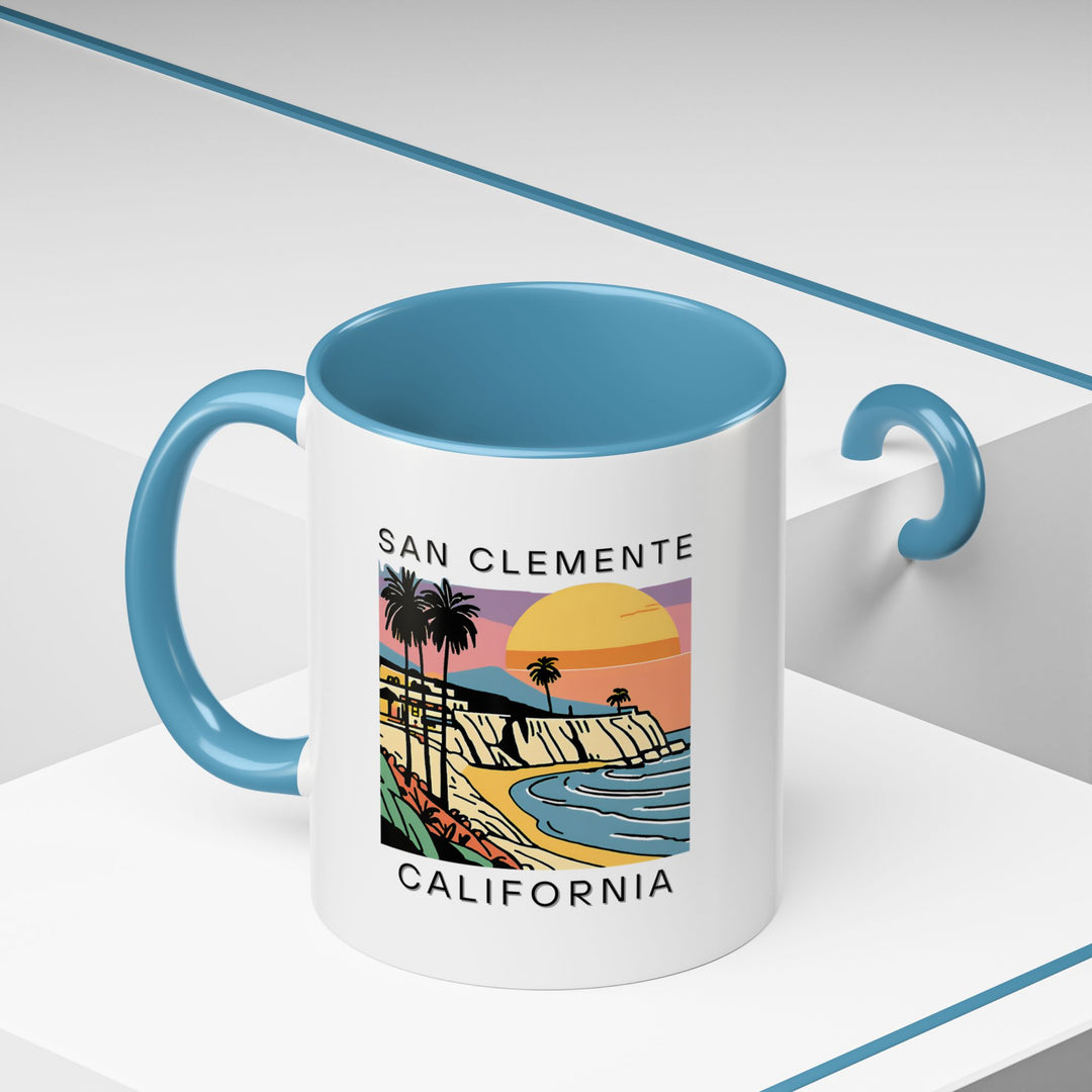 A beautiful San Clemente California mug showcasing vibrant coastal imagery. Perfect for coffee or tea, it offers durability and style. Dishwasher and microwave safe, it’s ideal for personal use or as a gift for beach enthusiasts and California lovers.