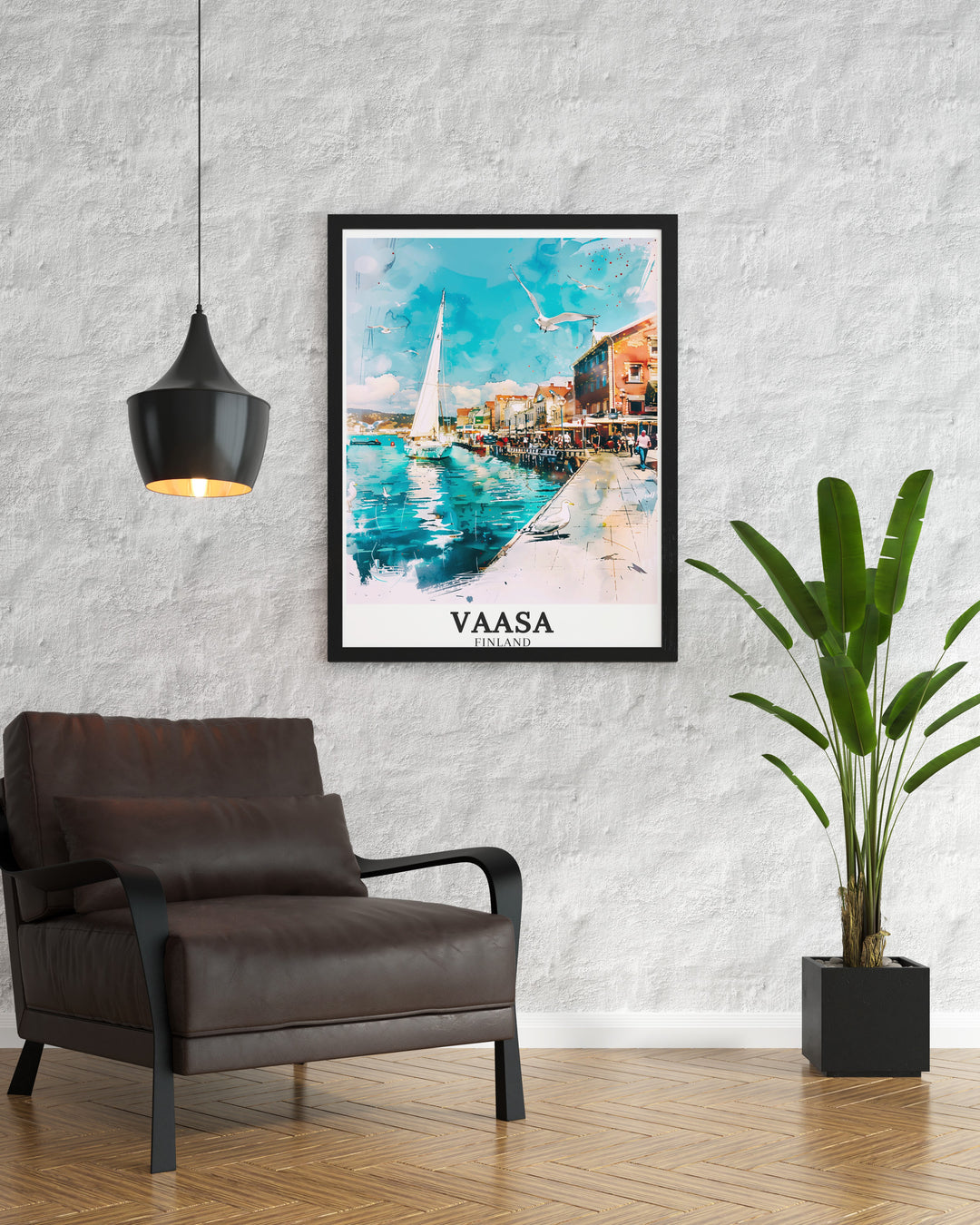 Bring the calm beauty of the Baltic Sea into your home with this Vaasa travel print, featuring the tranquil views of Varsa Harbour. The artwork perfectly captures Finlands natural charm, making it a wonderful gift for travelers and nature enthusiasts.