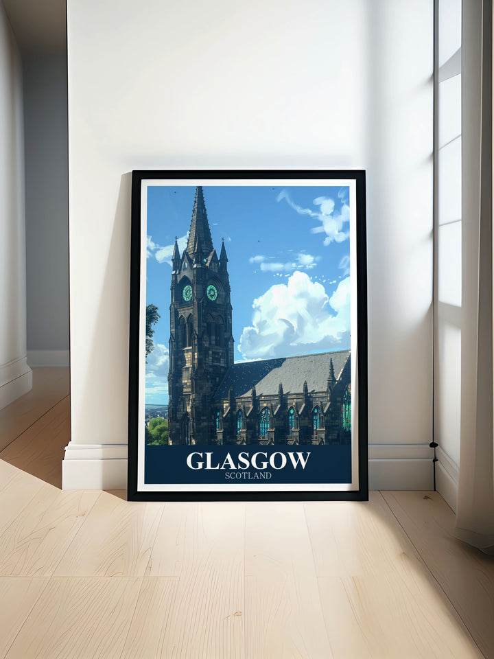 Beautiful Glasgow Cathedral wall art showcasing the stunning architecture of one of Scotlands most iconic landmarks. Perfect for enhancing your living room or office with a touch of Glasgows rich heritage.