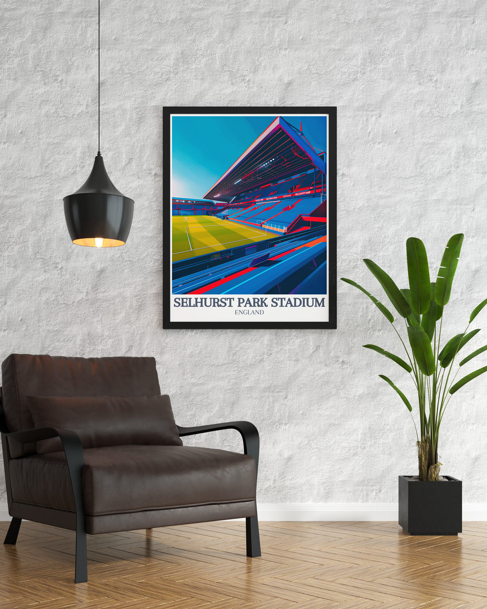 Detailed Selhurst Park Art Print featuring iconic Holmesdale Road Stand and Main Stand ideal for elegant living room decor and sports memorabilia