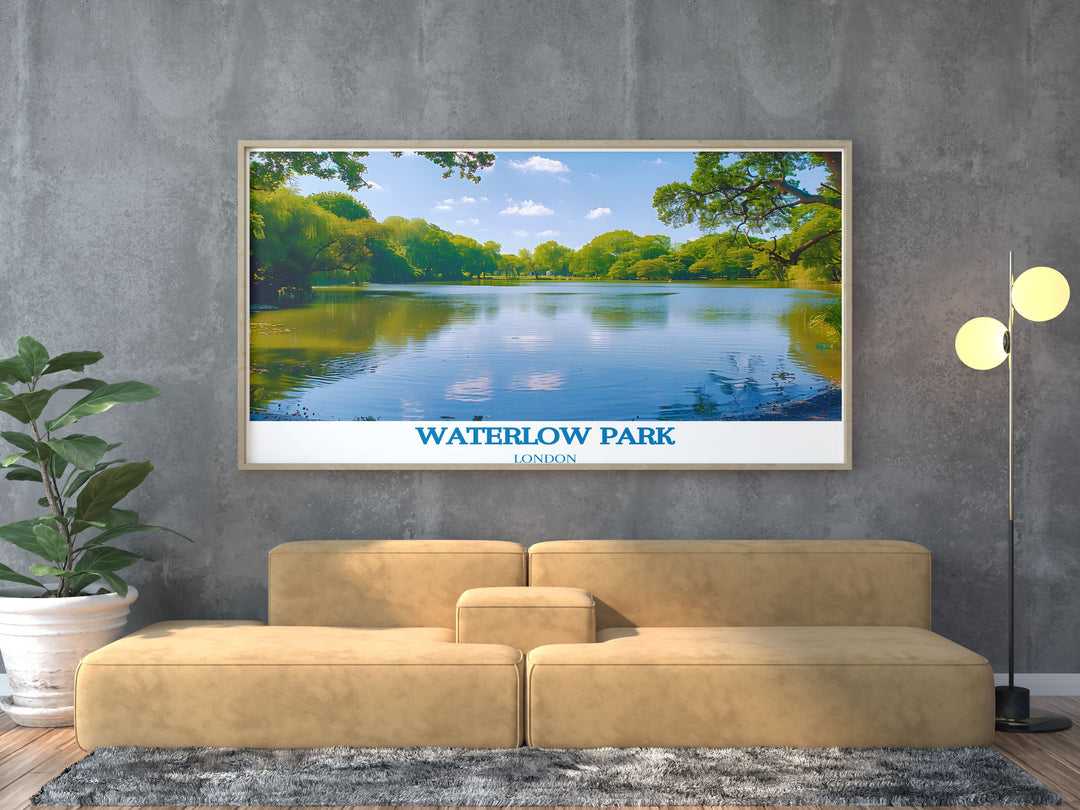 Highgate Ponds Stunning Prints and Waterlow Park Poster offer a sophisticated way to enhance your living room decor with the charm of Londons green spaces and the rich history of Highgate Village a perfect North London Gift for any occasion