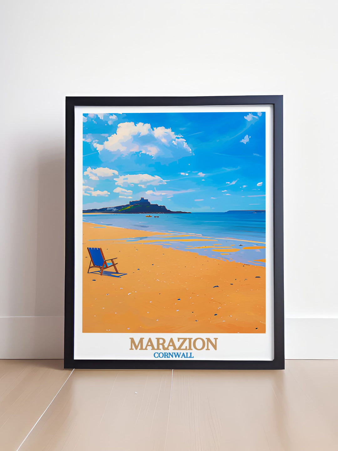 Elevate your home decor with Marazion Beach art prints capturing the serene shores of Cornwall ideal for adding a touch of coastal elegance to your living room bedroom or hallway enjoy the modern and sophisticated style of Marazion Beach modern prints