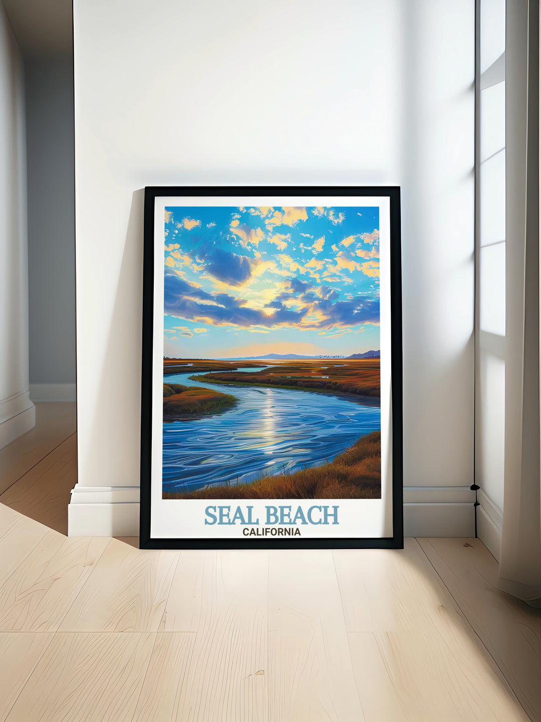 Seal Beach National Wildlife Refuge Print highlights the stunning wetlands and wildlife near Seal Beach, California. This framed art is ideal for anyone who loves nature, offering a beautiful representation of Californias outdoor beauty.