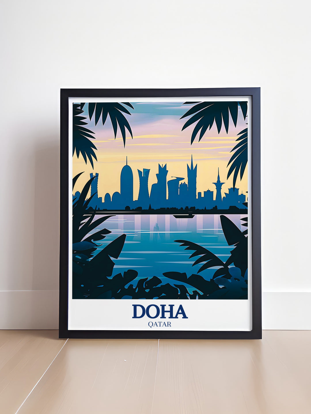 A detailed depiction of Burj Doha, showcasing its intricate lattice design and modern architectural elegance, perfect for adding a touch of Qatari sophistication to any living space.