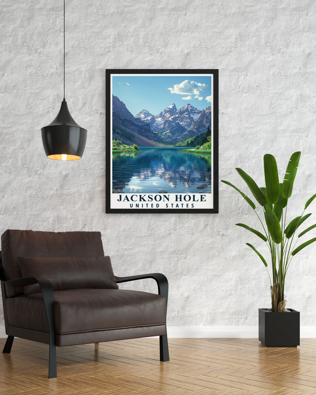 Featuring Jackson Holes dynamic landscape and the stunning Grand Teton, this art print captures the essence of Wyomings outdoor splendor.