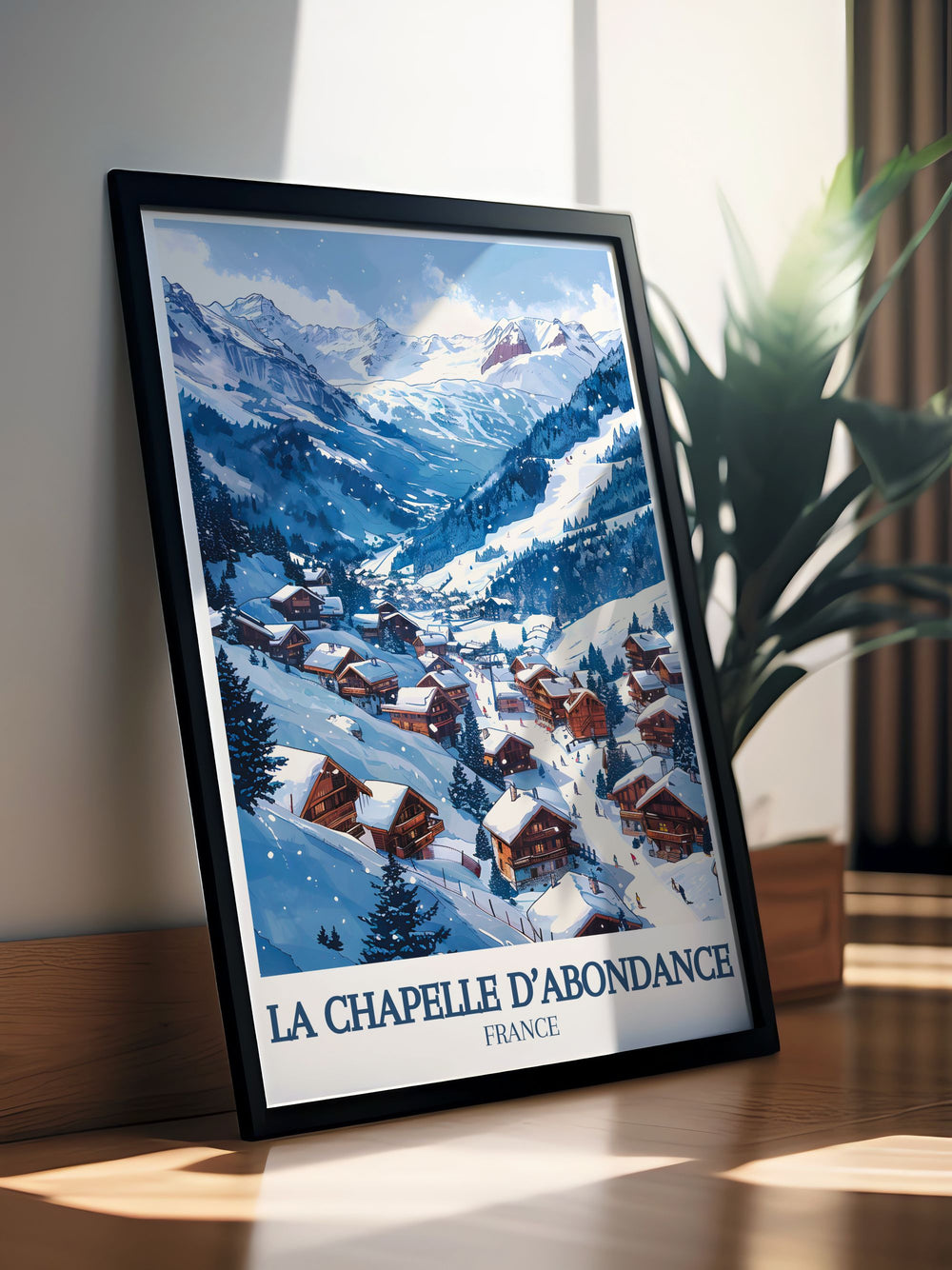 Stunning Ski Gondola Print of Dents du midi and Val d Abondance ideal for creating a captivating ambiance in any room this Framed Print showcases the breathtaking beauty of the French Alps