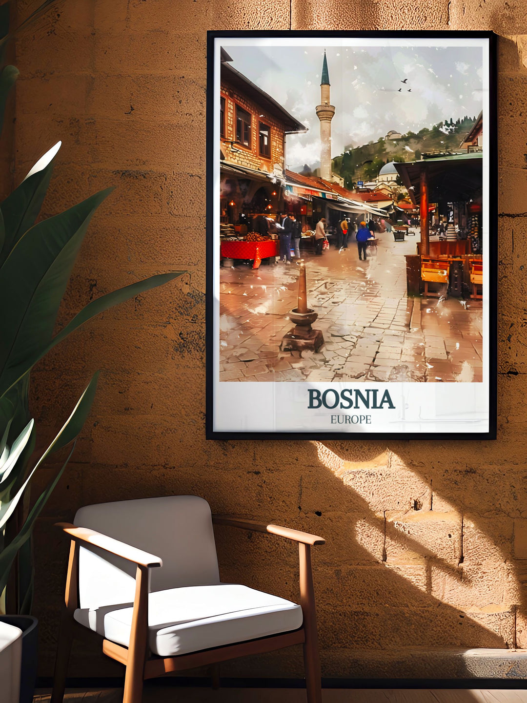 Discover the charm of Bascarsija, the Old Bazaar, Gazi Husrev beg Mosque with this exquisite Bosnia art print. Perfect for anniversary gifts, birthday gifts, or Christmas gifts, this Bosnia painting is a meaningful and elegant addition to any space.