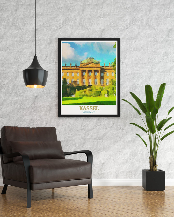 Wilhelmshöhe Palace Decor from Kassel, Germany, a stunning wall print that captures the architectural beauty of this neoclassical masterpiece. This Germany Home Decor is perfect for art lovers and travelers alike, offering a vivid portrayal of one of Germanys most cherished landmarks. The high quality print ensures that the colors remain vibrant for years to come