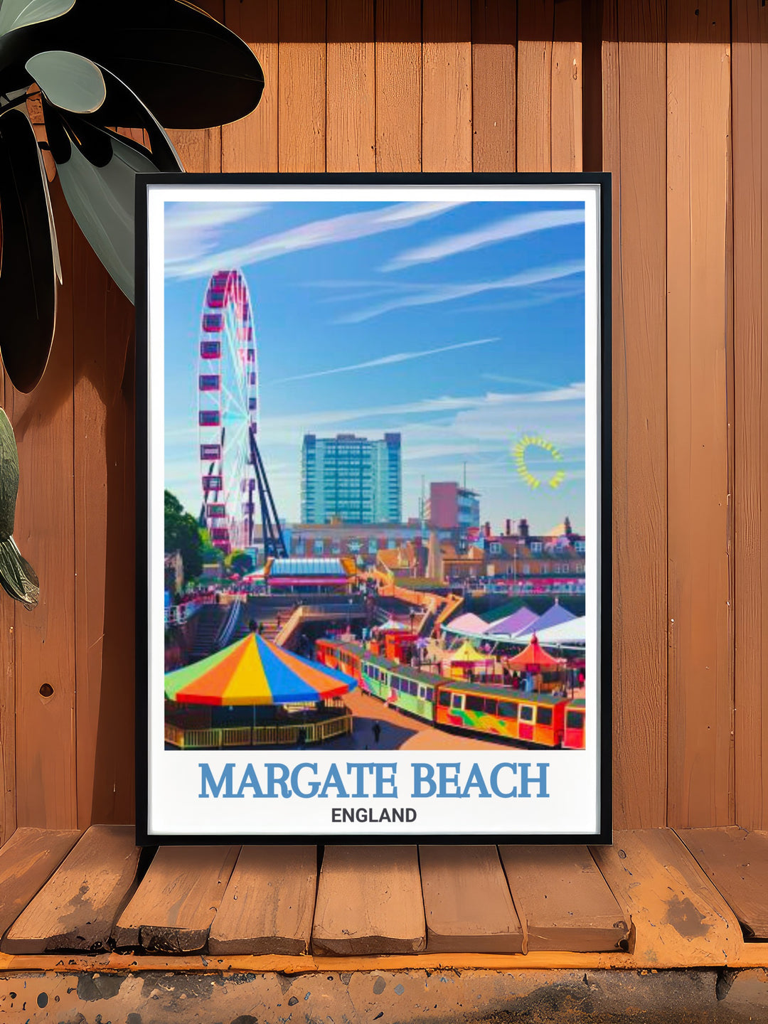 This vibrant Margate Beach Print highlights the famous Dreamland Margate and the picturesque beach seafront, blending nostalgia with modern design. Perfect for anyone wanting to bring the spirit of a classic British seaside into their space.