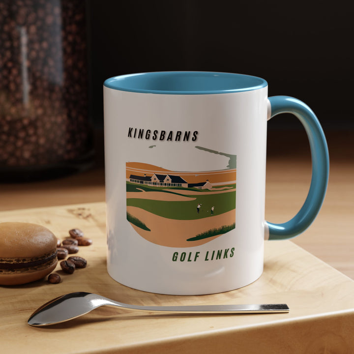 Bring the spirit of Kingsbarns into your home with this stylish mug. Featuring artwork inspired by the course’s charm, it is dishwasher-safe and perfect for hot beverages, making it a great keepsake.