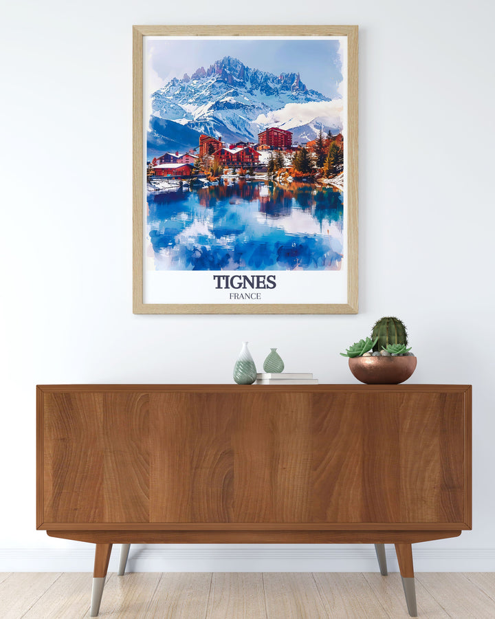 Elevate your home decor with our Le Lac Village Framed Prints featuring Lac de Tignes perfect for creating a sophisticated and elegant atmosphere in any room