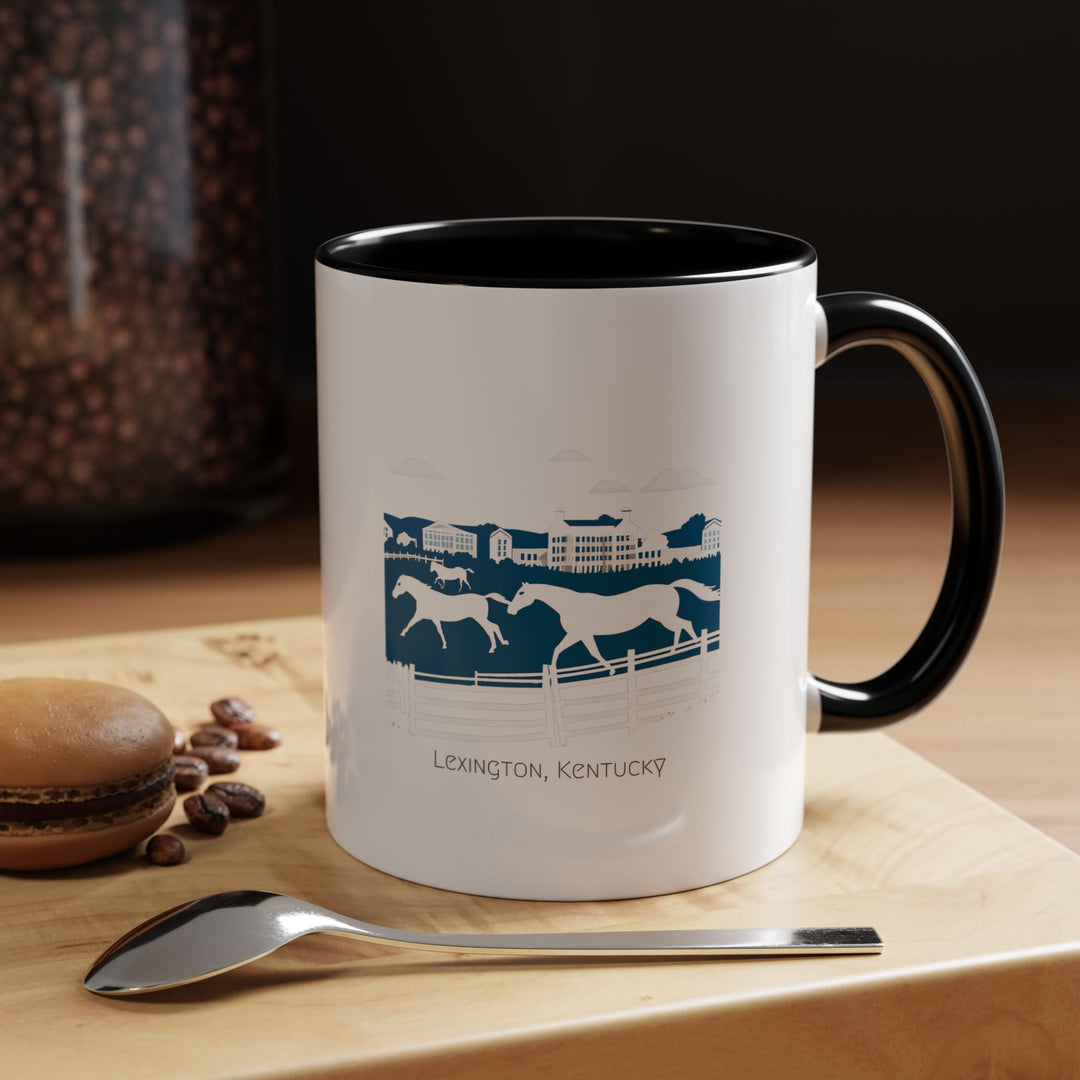 A vibrant Lexington Kentucky Mug featuring colorful designs inspired by Lexington’s historic and equestrian landmarks. This dishwasher-safe ceramic mug is perfect for daily use or gifting to Kentucky enthusiasts and collectors.