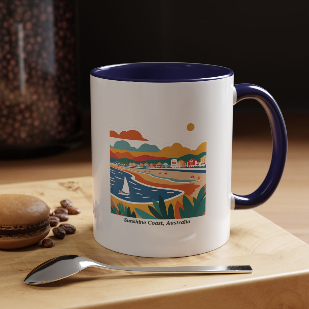 A beautifully designed Sunshine Coast Australia mug showcasing the region’s stunning beaches and lush landscapes. Perfect for coffee or tea lovers, this mug captures the beauty of the Sunshine Coast. Microwave and dishwasher safe for convenience.