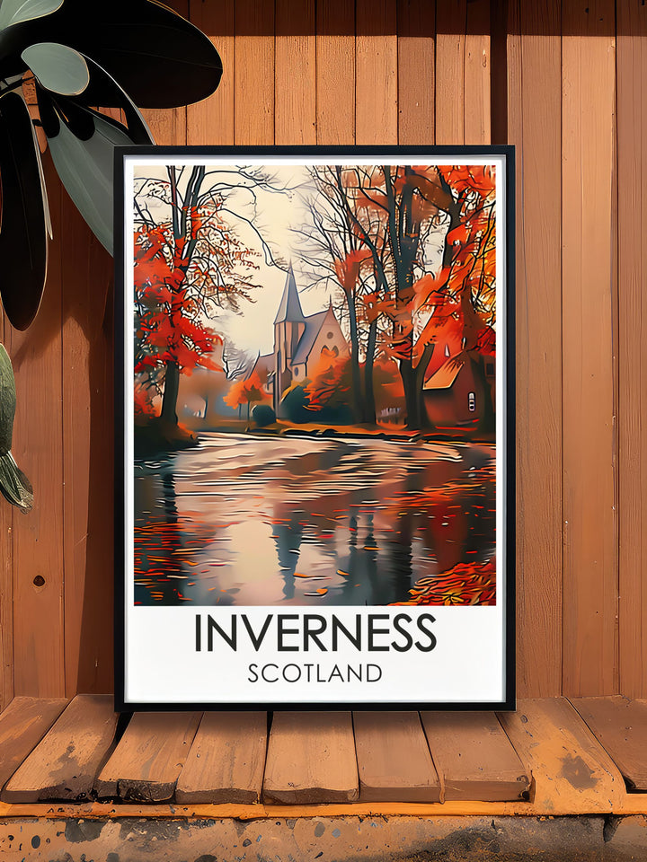 Framed art featuring the Inverness Castle, capturing its historical essence and the surrounding natural beauty of the Highlands, bringing a touch of Scotland into your space.