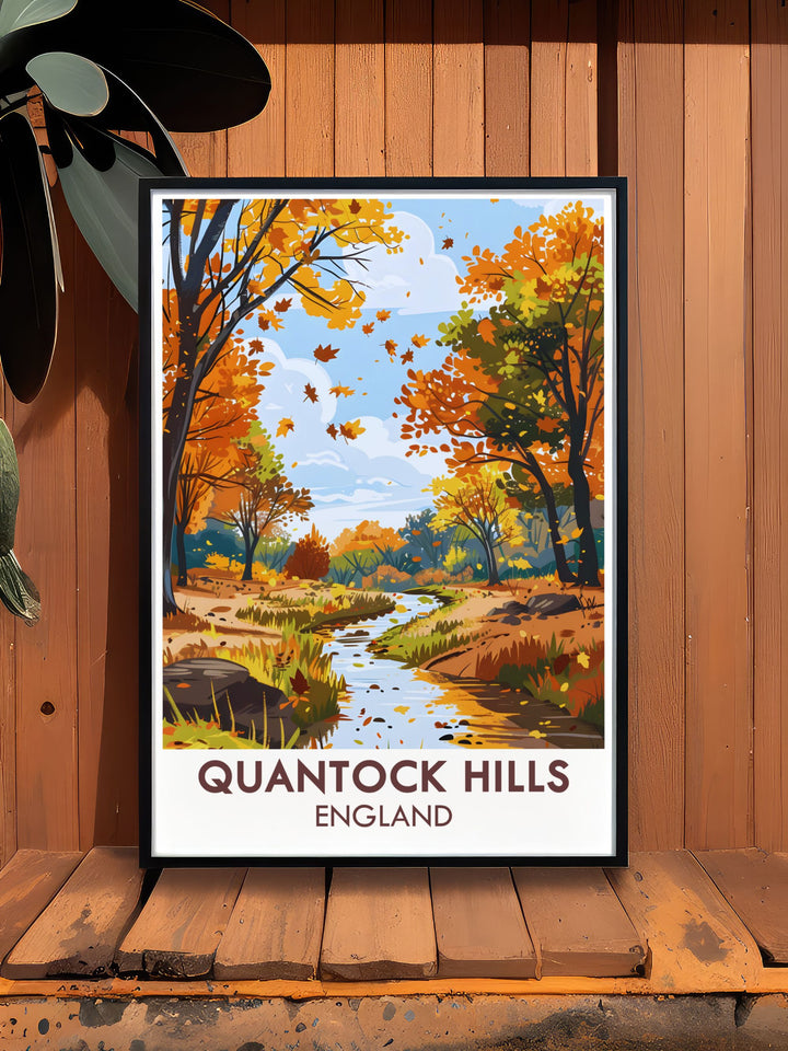 Holford Combe wall art capturing the enchanting landscapes of Quantock Hills and Somerset AONB a timeless piece that brings the natural beauty of the Quantocks and the Bristol Channel into your home decor.