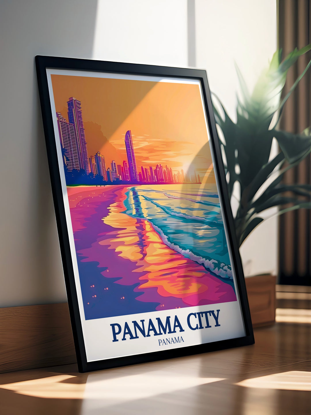 Transform your living room with stunning Atlanta Ocean Panama City skyline framed prints offering a glimpse into coastal beauty