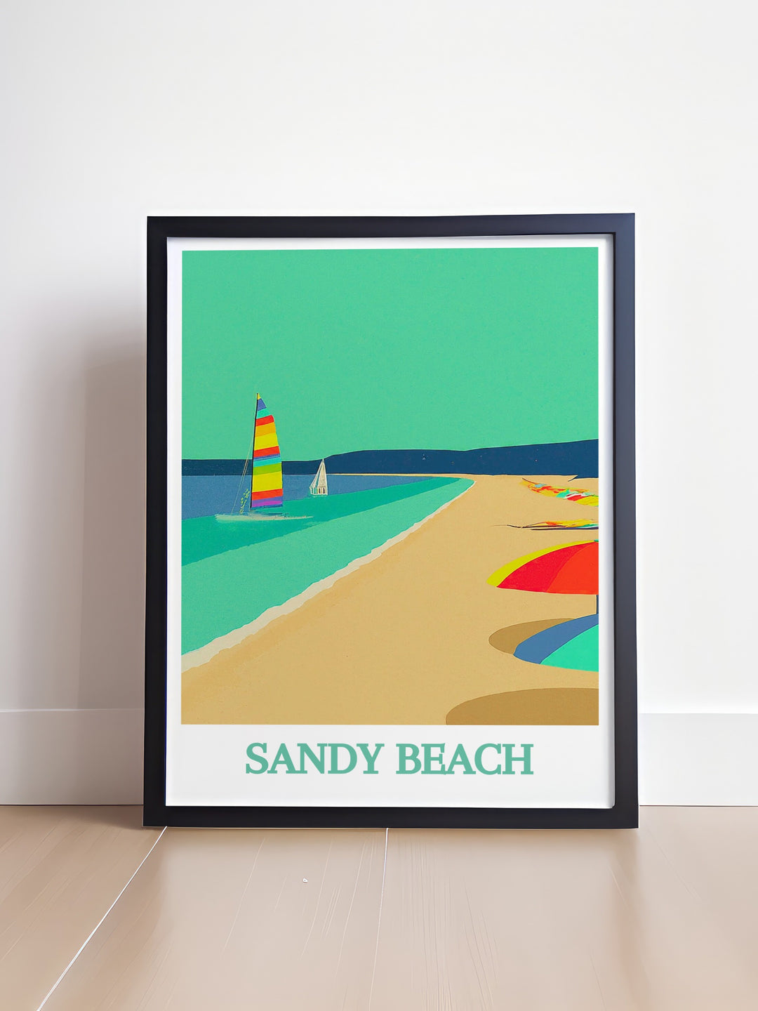 Elegant Sandy Beach Park Wall Art with a vibrant and detailed depiction of a beach scene featuring a lighthouse designed to brighten up your space and bring a touch of coastal beauty to your home