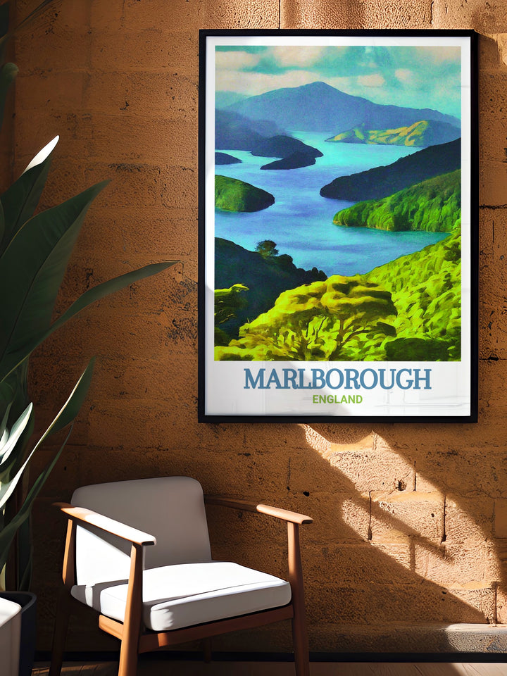 Beautiful Marlborough Sounds wall art showcasing the stunning views of New Zealand. Perfect for nature lovers and art enthusiasts. This detailed artwork brings the tranquility and splendor of Marlborough Sounds to life.