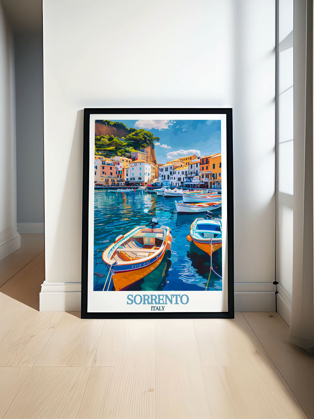 Enhance your home decor with our Sorrento print showcasing fine line details and vibrant colors along with Marina Grande modern prints perfect for adding elegance to any room.