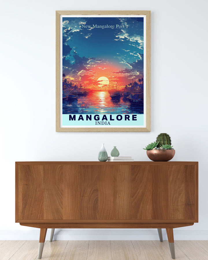 Showcasing the dynamic energy of New Mangalore Port and the serene beauty of Mangalores coastline, this poster is ideal for art lovers who appreciate the rich cultural and economic significance of this Indian city.